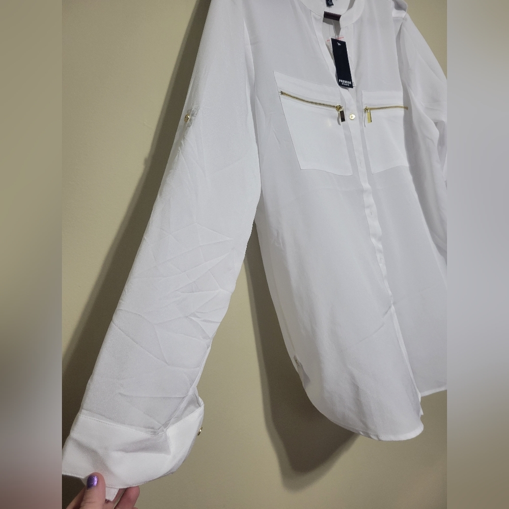 Premise studios XL white blouse NWT - Picture 3 of 4